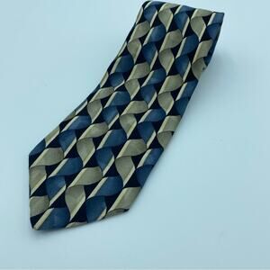 Ziggurat Men’s Silk Necktie Blue/Tan Retro Design